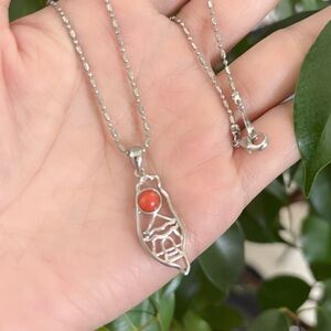 18k gold plated Necklace with Coral pendant